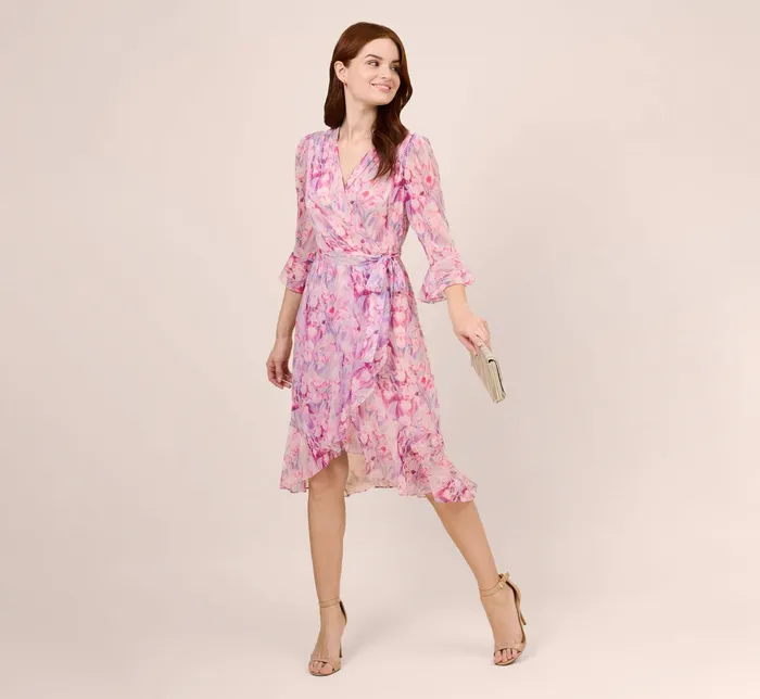 Adrianna Papell FloralPrinted Chiffon Short Dress In Pink Multi Pink Multi Women Floral Dresses Adrianna Papell FloralPrinted Chiffon Short Dress In Pink Multi Pink Multi Women Floral Dresses