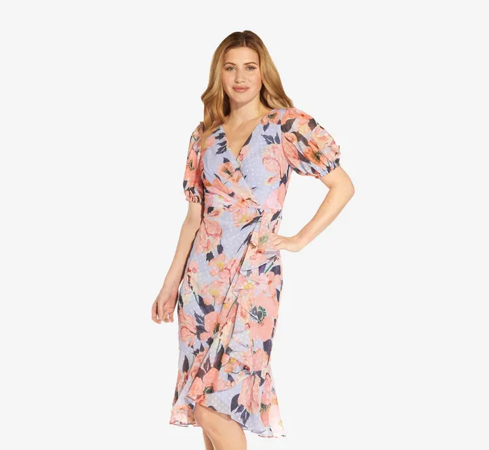Adrianna Papell FloralPrinted Clip Dot Chiffon MidiLength Cocktail Dress In Opal Coral Multi OpalCoral Multi Women Cocktail Dresses Adrianna Papell FloralPrinted Clip Dot Chiffon MidiLength Cocktail Dress In Opal Coral Multi OpalCoral Multi Women Cocktail Dresses