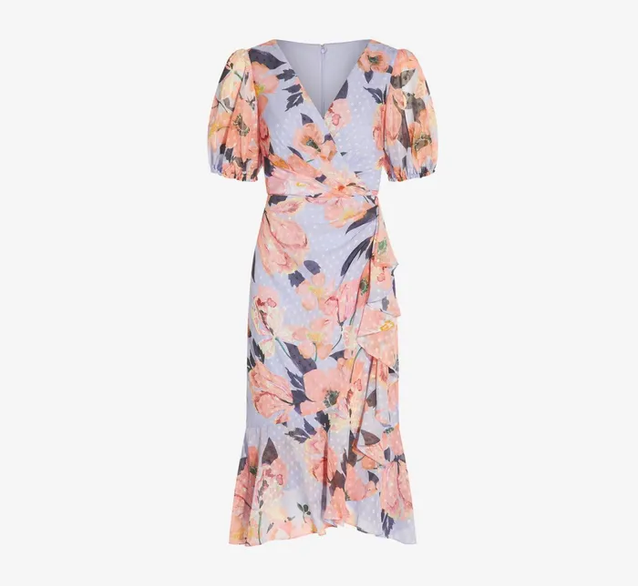 Adrianna Papell FloralPrinted Clip Dot Chiffon MidiLength Cocktail Dress In Opal Coral Multi OpalCoral Multi Women Cocktail Dresses Adrianna Papell FloralPrinted Clip Dot Chiffon MidiLength Cocktail Dress In Opal Coral Multi OpalCoral Multi Women Cocktail Dresses