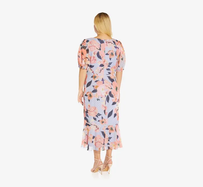 Adrianna Papell FloralPrinted Clip Dot Chiffon MidiLength Cocktail Dress In Opal Coral Multi OpalCoral Multi Women Cocktail Dresses Adrianna Papell FloralPrinted Clip Dot Chiffon MidiLength Cocktail Dress In Opal Coral Multi OpalCoral Multi Women Cocktail Dresses
