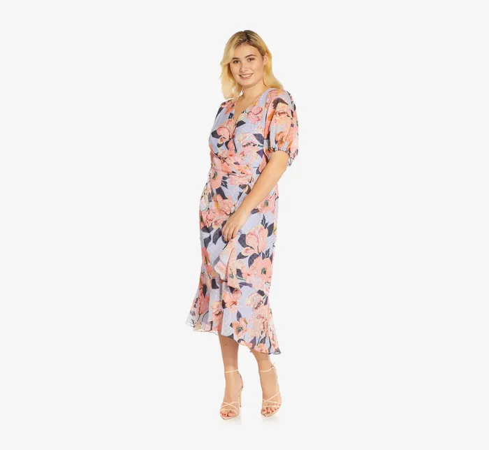 Adrianna Papell FloralPrinted Clip Dot Chiffon MidiLength Cocktail Dress In Opal Coral Multi OpalCoral Multi Women Cocktail Dresses Adrianna Papell FloralPrinted Clip Dot Chiffon MidiLength Cocktail Dress In Opal Coral Multi OpalCoral Multi Women Cocktail Dresses