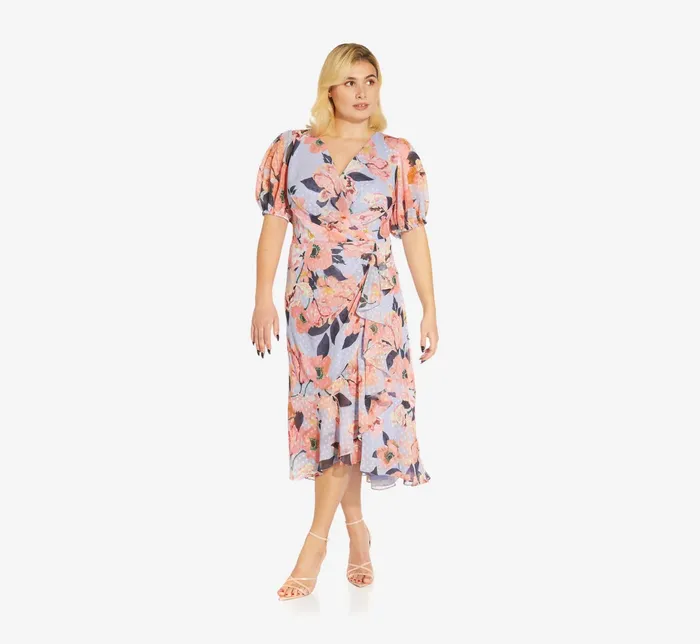 Adrianna Papell FloralPrinted Clip Dot Chiffon MidiLength Cocktail Dress In Opal Coral Multi OpalCoral Multi Women Cocktail Dresses Adrianna Papell FloralPrinted Clip Dot Chiffon MidiLength Cocktail Dress In Opal Coral Multi OpalCoral Multi Women Cocktail Dresses