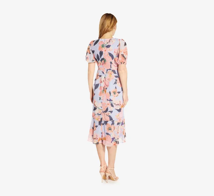Adrianna Papell FloralPrinted Clip Dot Chiffon MidiLength Cocktail Dress In Opal Coral Multi OpalCoral Multi Women Cocktail Dresses Adrianna Papell FloralPrinted Clip Dot Chiffon MidiLength Cocktail Dress In Opal Coral Multi OpalCoral Multi Women Cocktail Dresses