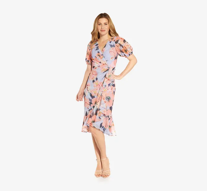 Adrianna Papell FloralPrinted Clip Dot Chiffon MidiLength Cocktail Dress In Opal Coral Multi OpalCoral Multi Women Cocktail Dresses Adrianna Papell FloralPrinted Clip Dot Chiffon MidiLength Cocktail Dress In Opal Coral Multi OpalCoral Multi Women Cocktail Dresses