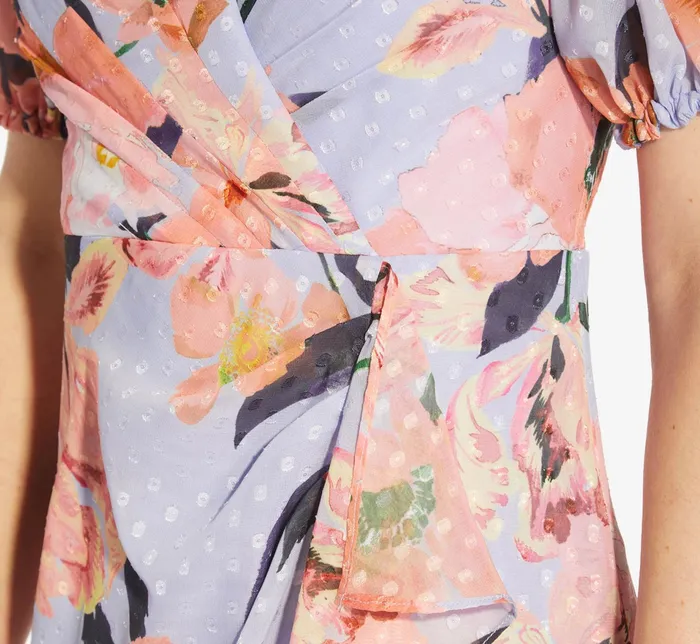 Adrianna Papell FloralPrinted Clip Dot Chiffon MidiLength Cocktail Dress In Opal Coral Multi OpalCoral Multi Women Cocktail Dresses Adrianna Papell FloralPrinted Clip Dot Chiffon MidiLength Cocktail Dress In Opal Coral Multi OpalCoral Multi Women Cocktail Dresses