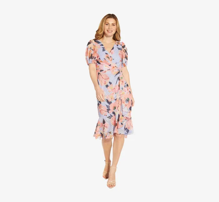 Adrianna Papell FloralPrinted Clip Dot Chiffon MidiLength Cocktail Dress In Opal Coral Multi OpalCoral Multi Women Cocktail Dresses Adrianna Papell FloralPrinted Clip Dot Chiffon MidiLength Cocktail Dress In Opal Coral Multi OpalCoral Multi Women Cocktail Dresses