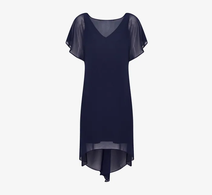 Adrianna Papell Flutter Sleeve Chiffon Dress With High Low Hemline In Navy Navy Women Day Dresses Adrianna Papell Flutter Sleeve Chiffon Dress With High Low Hemline In Navy Navy Women Day Dresses