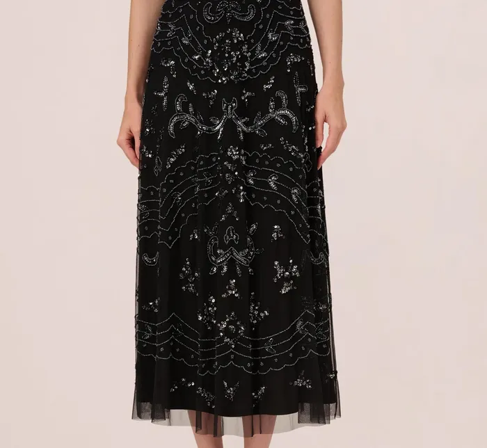 Adrianna Papell HandBeaded AnkleLength Dress In French Blue French Blue Women Long Dresses Adrianna Papell HandBeaded AnkleLength Dress In French Blue French Blue Women Long Dresses
