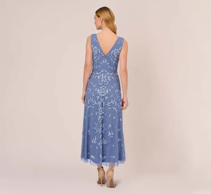 Adrianna Papell HandBeaded AnkleLength Dress In French Blue French Blue Women Long Dresses Adrianna Papell HandBeaded AnkleLength Dress In French Blue French Blue Women Long Dresses