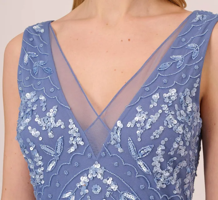 Adrianna Papell HandBeaded AnkleLength Dress In French Blue French Blue Women Long Dresses Adrianna Papell HandBeaded AnkleLength Dress In French Blue French Blue Women Long Dresses