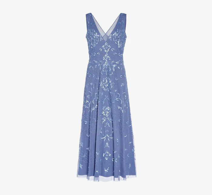 Adrianna Papell HandBeaded AnkleLength Dress In French Blue French Blue Women Long Dresses Adrianna Papell HandBeaded AnkleLength Dress In French Blue French Blue Women Long Dresses