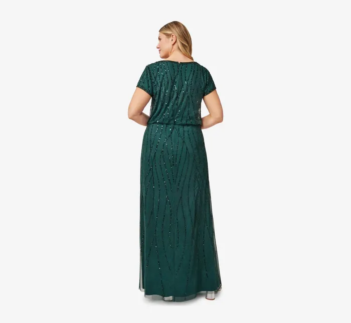 Adrianna Papell HandBeaded Blouson Long Gown In Champagne Gold ChampagneGold Women Formal Dresses Adrianna Papell HandBeaded Blouson Long Gown In Champagne Gold ChampagneGold Women Formal Dresses