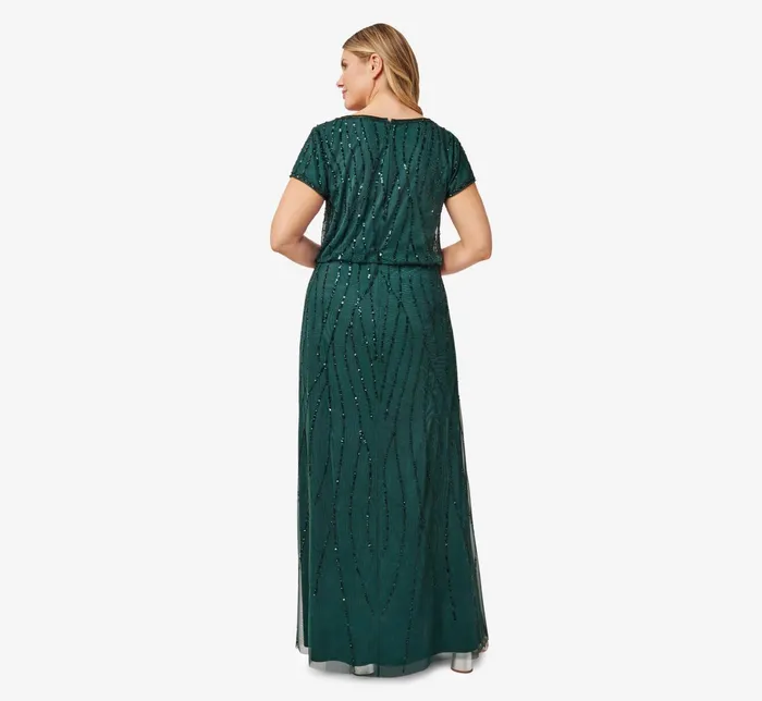 Adrianna Papell HandBeaded Blouson Long Gown In Champagne Gold ChampagneGold Women Formal Dresses Adrianna Papell HandBeaded Blouson Long Gown In Champagne Gold ChampagneGold Women Formal Dresses