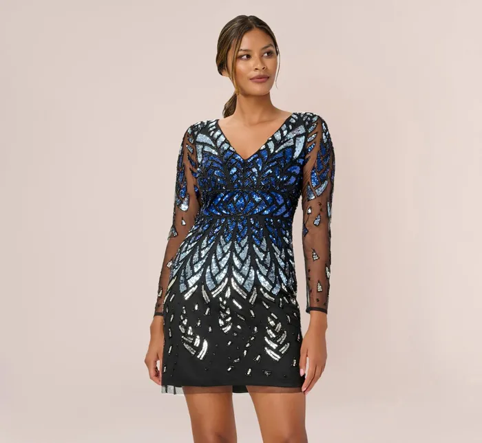 Adrianna Papell HandBeaded Short Sheath Cocktail Dress In Black Multi Black Multi Women Cocktail Dresses Adrianna Papell HandBeaded Short Sheath Cocktail Dress In Black Multi Black Multi Women Cocktail Dresses