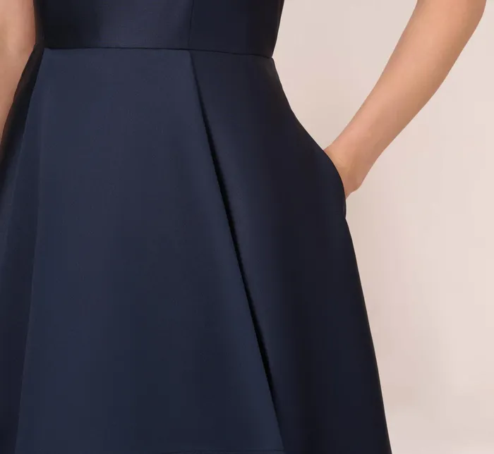 Adrianna Papell High Low Mikado Gown With Asymmetrical Detail In Midnight Midnight Women Long Dresses Adrianna Papell High Low Mikado Gown With Asymmetrical Detail In Midnight Midnight Women Long Dresses