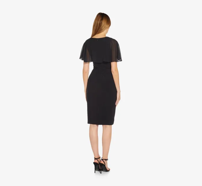 Adrianna Papell Jersey And Chiffon Midi Length Ruffled Sheath Dress In Black Black Women Day Dresses Adrianna Papell Jersey And Chiffon Midi Length Ruffled Sheath Dress In Black Black Women Day Dresses