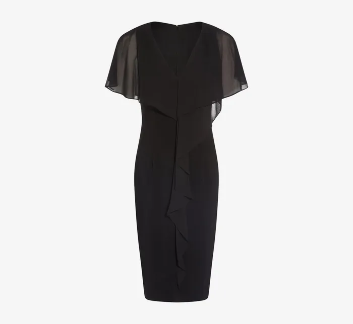 Adrianna Papell Jersey And Chiffon Midi Length Ruffled Sheath Dress In Black Black Women Day Dresses Adrianna Papell Jersey And Chiffon Midi Length Ruffled Sheath Dress In Black Black Women Day Dresses