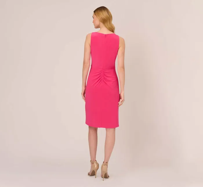 Adrianna Papell Jersey Sheath Dress With Draped Details In Cabaret Pink Cabaret Pink Women Day Dresses Adrianna Papell Jersey Sheath Dress With Draped Details In Cabaret Pink Cabaret Pink Women Day Dresses