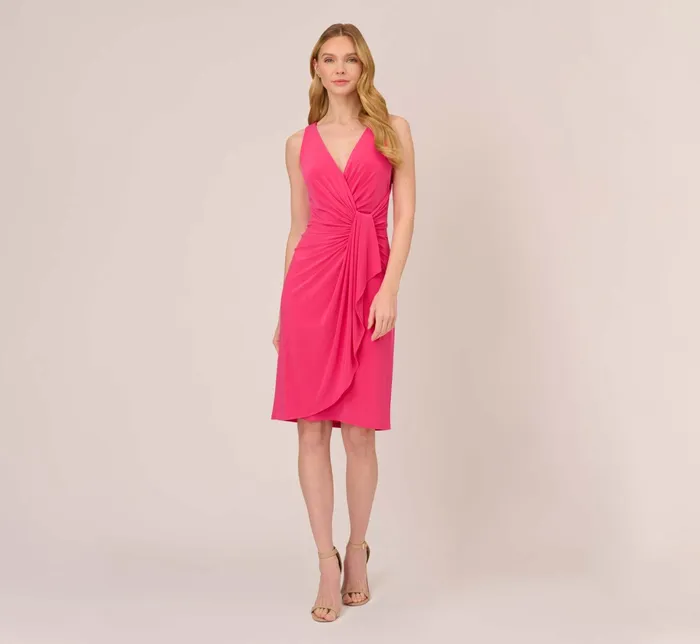 Adrianna Papell Jersey Sheath Dress With Draped Details In Cabaret Pink Cabaret Pink Women Day Dresses Adrianna Papell Jersey Sheath Dress With Draped Details In Cabaret Pink Cabaret Pink Women Day Dresses