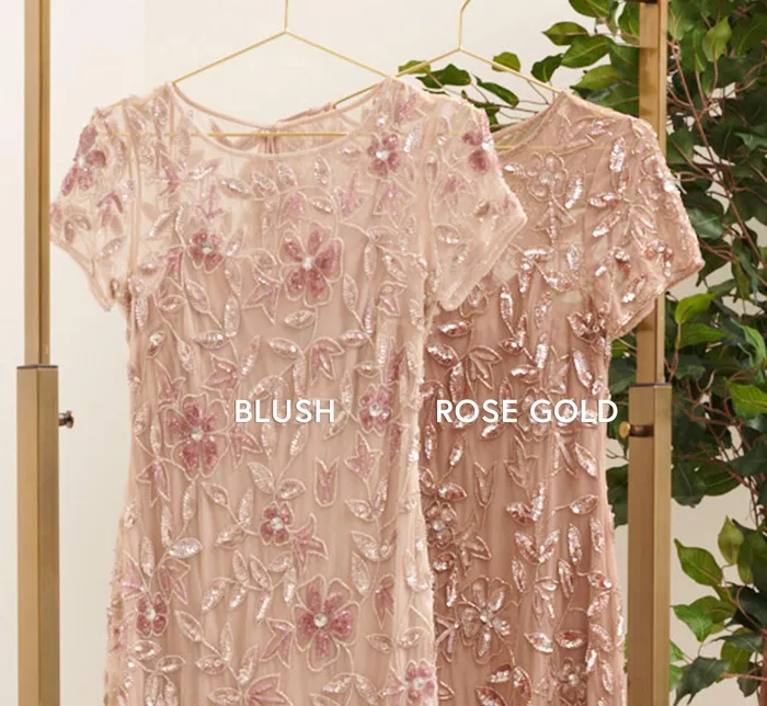 Adrianna Papell Long Floral Beaded Gown With Flutter Sleeves In Rose Gold Rose Gold Women Floral Dresses Adrianna Papell Long Floral Beaded Gown With Flutter Sleeves In Rose Gold Rose Gold Women Floral Dresses