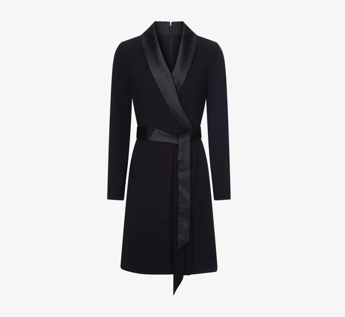 Adrianna Papell Long Sleeve Crepe Dress With Tuxedo Collar In Black Black Women Cocktail Dresses Adrianna Papell Long Sleeve Crepe Dress With Tuxedo Collar In Black Black Women Cocktail Dresses