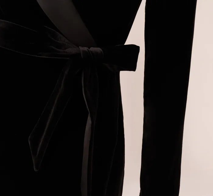 Adrianna Papell Long Sleeve Velvet Tuxedo Dress In Black Black Women Cocktail Dresses Adrianna Papell Long Sleeve Velvet Tuxedo Dress In Black Black Women Cocktail Dresses