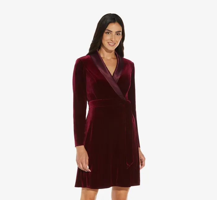 Adrianna Papell Long Sleeve Velvet Tuxedo Dress In Black Black Women Cocktail Dresses Adrianna Papell Long Sleeve Velvet Tuxedo Dress In Black Black Women Cocktail Dresses