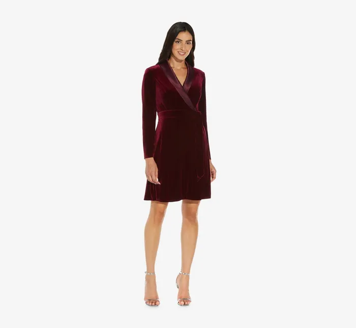 Adrianna Papell Long Sleeve Velvet Tuxedo Dress In Black Black Women Cocktail Dresses Adrianna Papell Long Sleeve Velvet Tuxedo Dress In Black Black Women Cocktail Dresses