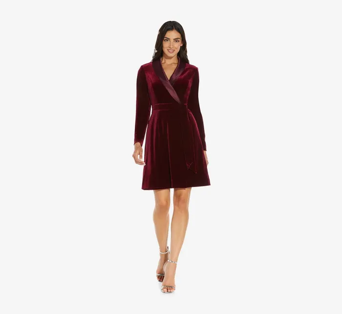 Adrianna Papell Long Sleeve Velvet Tuxedo Dress In Black Black Women Cocktail Dresses Adrianna Papell Long Sleeve Velvet Tuxedo Dress In Black Black Women Cocktail Dresses