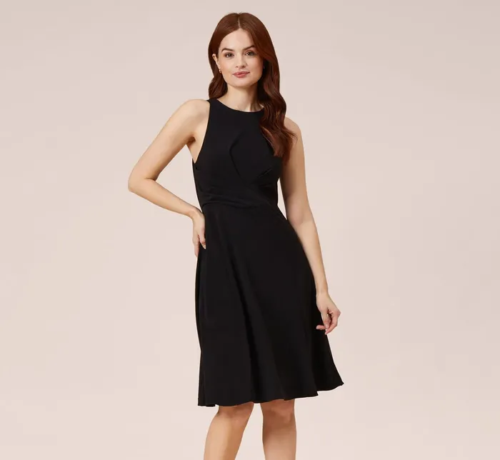 Adrianna Papell Matte Stretch Jersey Fit And Flare Short Halter Dress In Black Black Women Day Dresses Adrianna Papell Matte Stretch Jersey Fit And Flare Short Halter Dress In Black Black Women Day Dresses