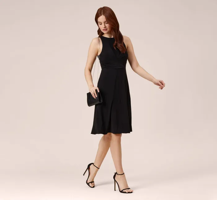 Adrianna Papell Matte Stretch Jersey Fit And Flare Short Halter Dress In Black Black Women Day Dresses Adrianna Papell Matte Stretch Jersey Fit And Flare Short Halter Dress In Black Black Women Day Dresses