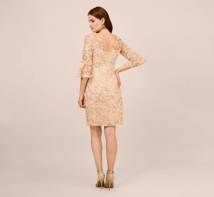 Adrianna Papell Metallic Embroidered Sheath Dress In Blush Blush Women Short Dresses Adrianna Papell Metallic Embroidered Sheath Dress In Blush Blush Women Short Dresses
