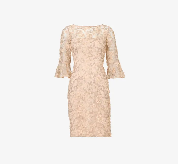 Adrianna Papell Metallic Embroidered Sheath Dress In Blush Blush Women Short Dresses Adrianna Papell Metallic Embroidered Sheath Dress In Blush Blush Women Short Dresses