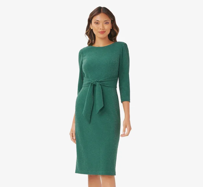 Adrianna Papell Metallic Knit Dress In Light Navy Light Navy Women Day Dresses Adrianna Papell Metallic Knit Dress In Light Navy Light Navy Women Day Dresses