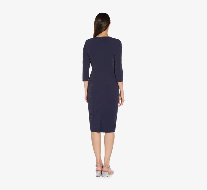 Adrianna Papell Metallic Knit Dress In Light Navy Light Navy Women Day Dresses Adrianna Papell Metallic Knit Dress In Light Navy Light Navy Women Day Dresses