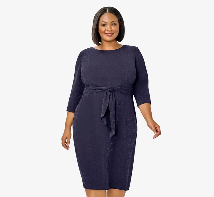 Adrianna Papell Metallic Knit Dress In Light Navy Light Navy Women Day Dresses Adrianna Papell Metallic Knit Dress In Light Navy Light Navy Women Day Dresses