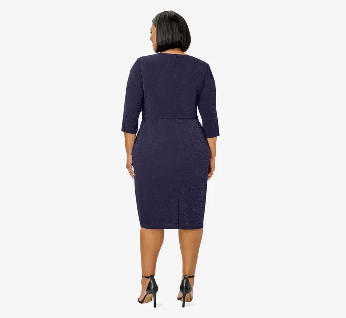 Adrianna Papell Metallic Knit Dress In Light Navy Light Navy Women Day Dresses Adrianna Papell Metallic Knit Dress In Light Navy Light Navy Women Day Dresses