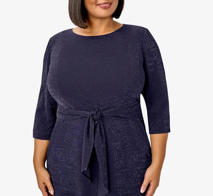 Adrianna Papell Metallic Knit Dress In Light Navy Light Navy Women Day Dresses Adrianna Papell Metallic Knit Dress In Light Navy Light Navy Women Day Dresses