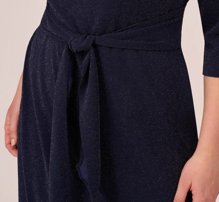 Adrianna Papell Metallic Knit Dress In Light Navy Light Navy Women Day Dresses Adrianna Papell Metallic Knit Dress In Light Navy Light Navy Women Day Dresses