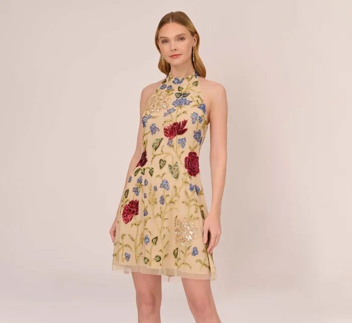 Adrianna Papell Multicolor Floral Beaded Shift Dress In Light Champagne Light Champagne Women Floral Dresses Adrianna Papell Multicolor Floral Beaded Shift Dress In Light Champagne Light Champagne Women Floral Dresses