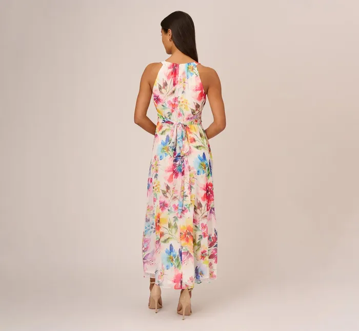 Adrianna Papell Multicolor Floral Chiffon Halter Dress In Ivory Multi Ivory Multi Women Day Dresses Adrianna Papell Multicolor Floral Chiffon Halter Dress In Ivory Multi Ivory Multi Women Day Dresses