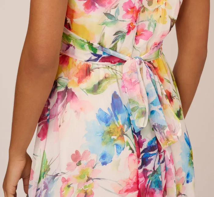 Adrianna Papell Multicolor Floral Chiffon Halter Dress In Ivory Multi Ivory Multi Women Day Dresses Adrianna Papell Multicolor Floral Chiffon Halter Dress In Ivory Multi Ivory Multi Women Day Dresses