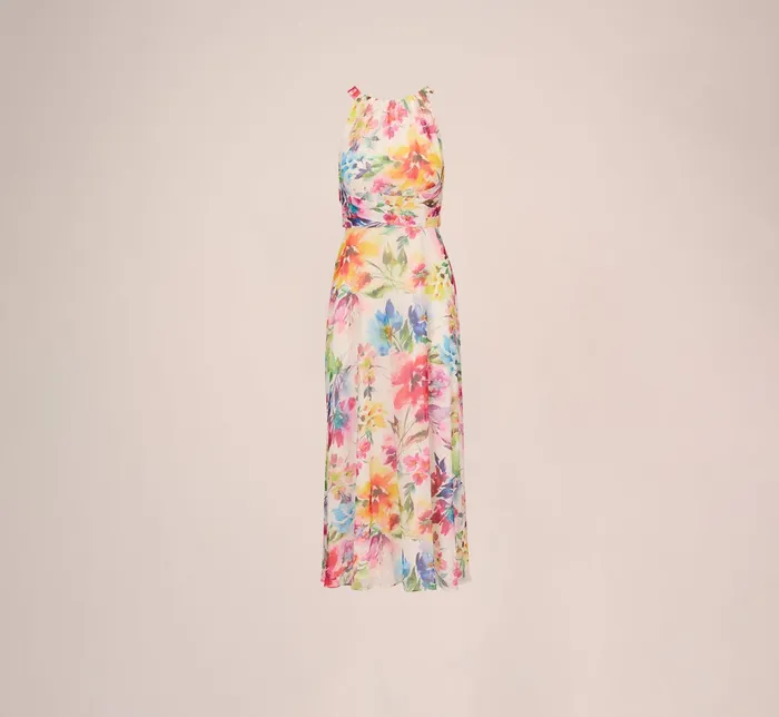 Adrianna Papell Multicolor Floral Chiffon Halter Dress In Ivory Multi Ivory Multi Women Day Dresses Adrianna Papell Multicolor Floral Chiffon Halter Dress In Ivory Multi Ivory Multi Women Day Dresses