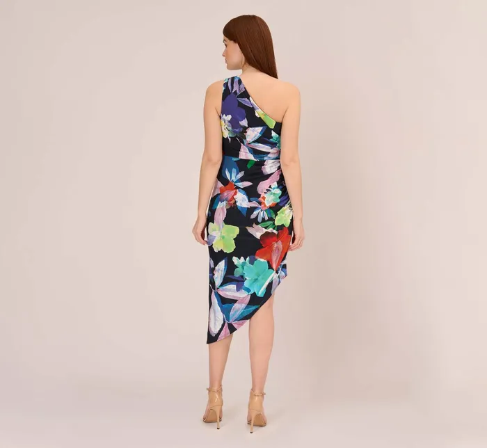 Adrianna Papell Multicolor Floral Jersey Midi Dress With One Shoulder Neckline In Dark Navy Multi Dark Navy Multi Women Floral Dresses Adrianna Papell Multicolor Floral Jersey Midi Dress With One Shoulder Neckline In Dark Navy Multi Dark Navy Multi Women Floral Dresses