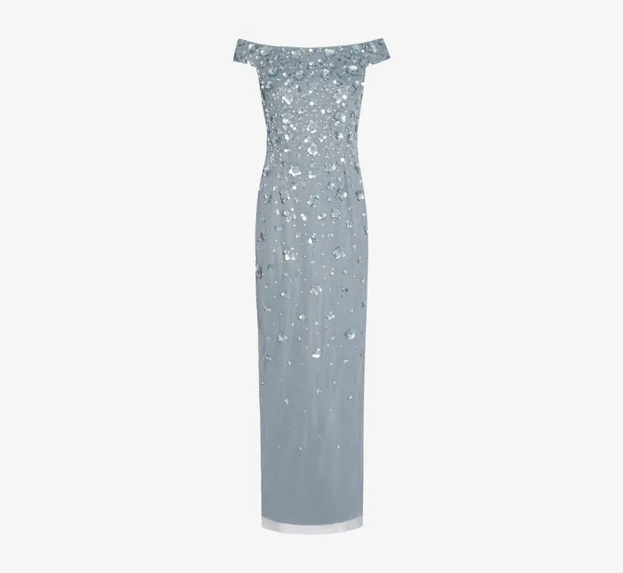 Adrianna Papell Off Shoulder Dress With Floral Embellishment In Shell Shell Women Floral Dresses Adrianna Papell Off Shoulder Dress With Floral Embellishment In Shell Shell Women Floral Dresses