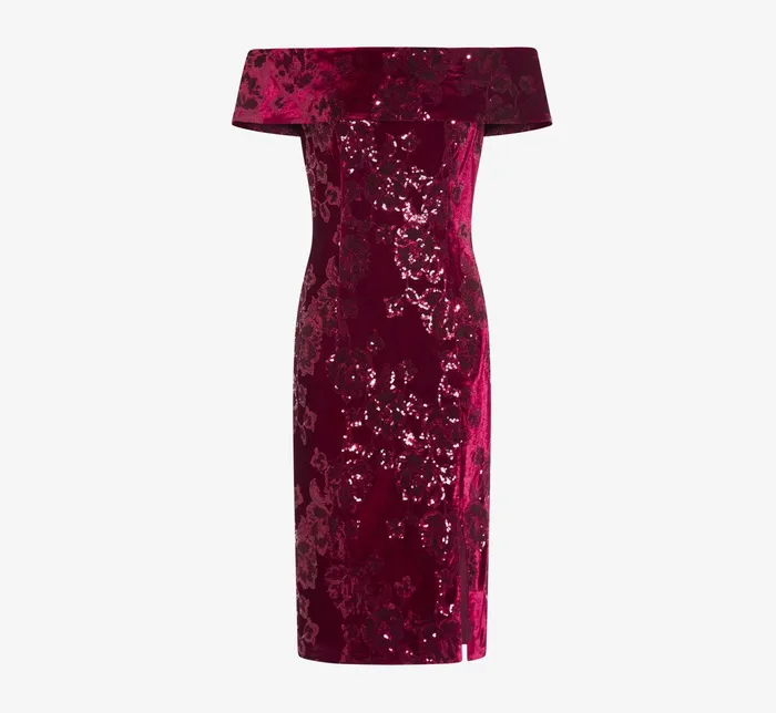 Adrianna Papell OffShoulder Sequin Velvet Sheath Dress In Garnet Garnet Women Cocktail Dresses Adrianna Papell OffShoulder Sequin Velvet Sheath Dress In Garnet Garnet Women Cocktail Dresses