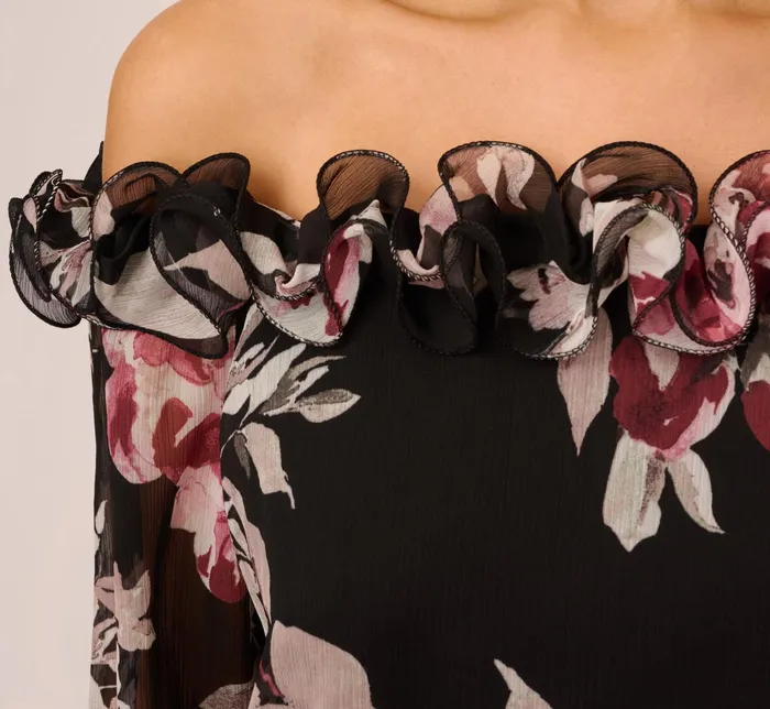 Adrianna Papell Off The Shoulder Jumpsuit With Floral Embroidered Bodice In Black Multi Black Multi Women Floral Dresses Adrianna Papell Off The Shoulder Jumpsuit With Floral Embroidered Bodice In Black Multi Black Multi Women Floral Dresses