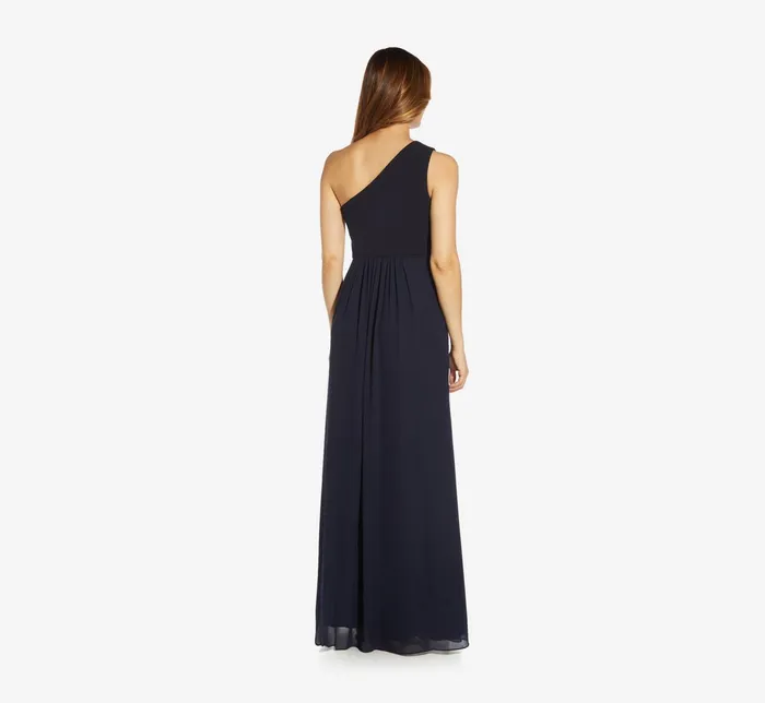 Adrianna Papell OneShoulder Chiffon Long Gown In Bright Magenta Bright Magenta Women Long Dresses Adrianna Papell OneShoulder Chiffon Long Gown In Bright Magenta Bright Magenta Women Long Dresses