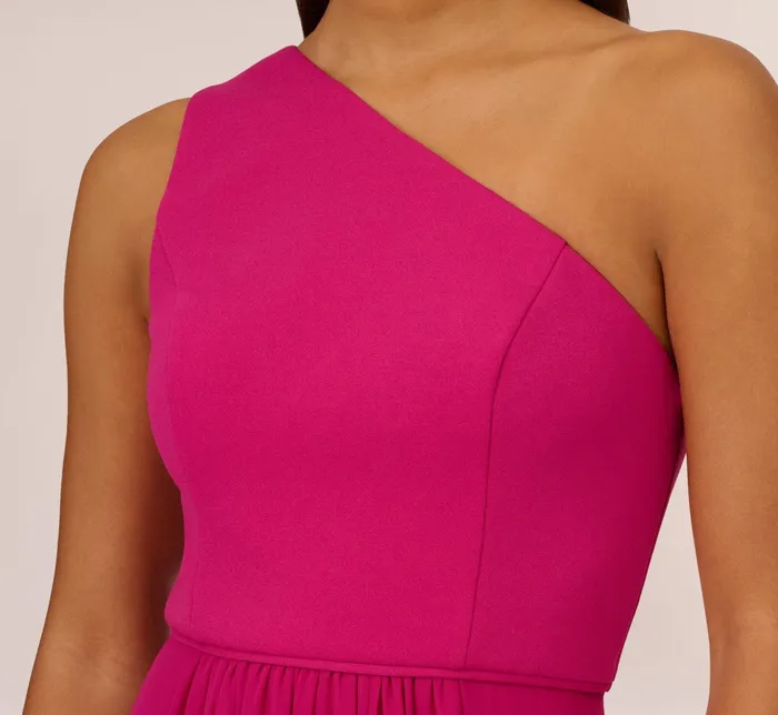 Adrianna Papell OneShoulder Chiffon Long Gown In Bright Magenta Bright Magenta Women Long Dresses Adrianna Papell OneShoulder Chiffon Long Gown In Bright Magenta Bright Magenta Women Long Dresses