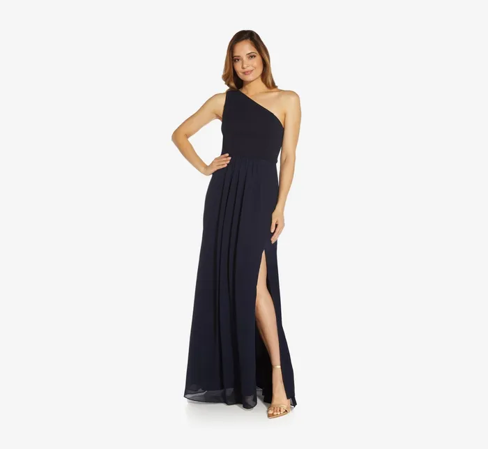 Adrianna Papell OneShoulder Chiffon Long Gown In Bright Magenta Bright Magenta Women Long Dresses Adrianna Papell OneShoulder Chiffon Long Gown In Bright Magenta Bright Magenta Women Long Dresses